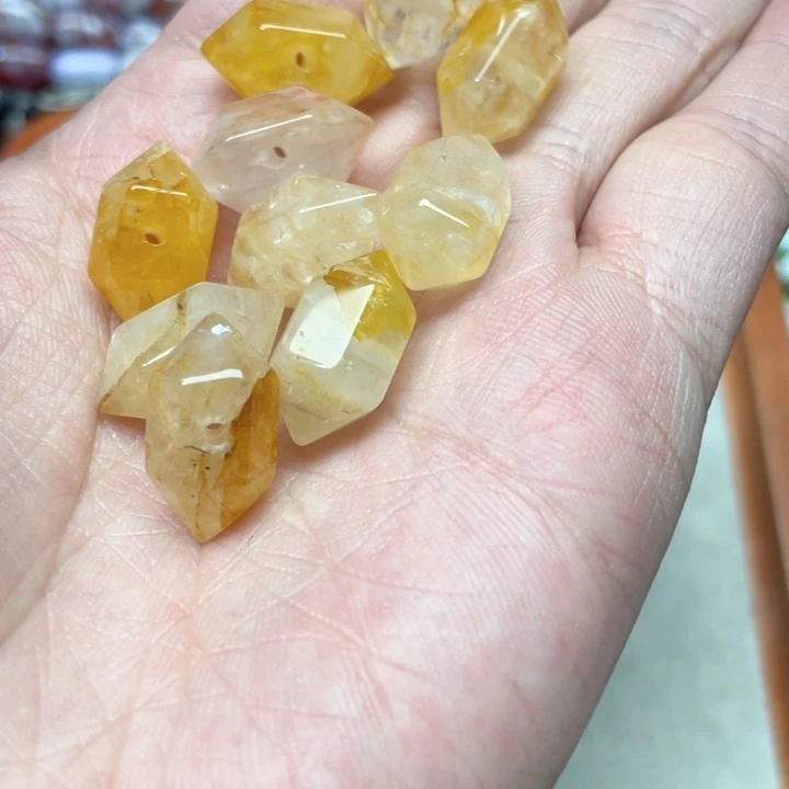 玛瑙/玉髓合金珠宝半成品一颗10mm黄椒花