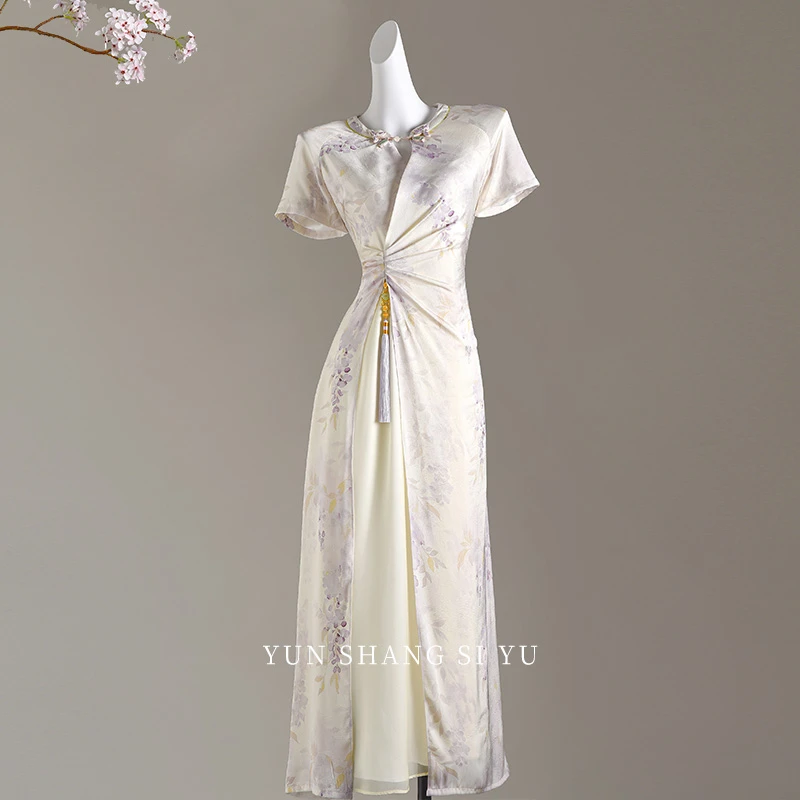 云裳丝语【采薇】原创新中式国风改良奥黛旗袍连衣裙气质高级感