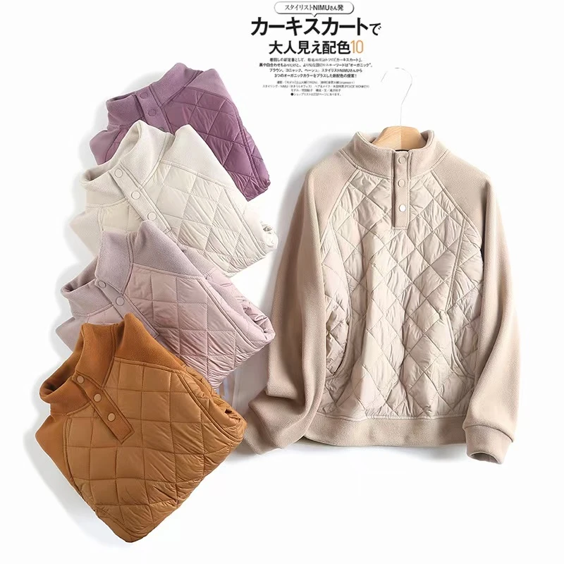 纯色立领女宽松型加厚卫衣短款女士欧若动感风