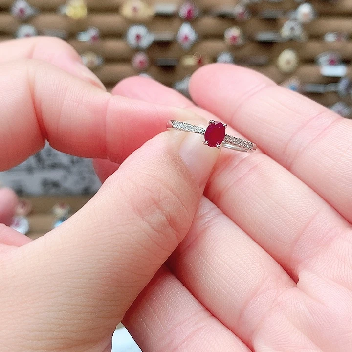 红宝石戒指银S925镶嵌