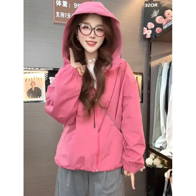 超好看抽绳短款运动冲锋衣外套女春秋2025新款小个子时尚工装夹克