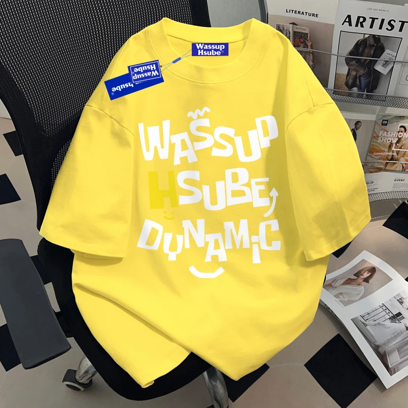 WASSUP HSUBE夏季潮流百搭短袖T恤男生2025新款潮牌重磅上衣纯棉