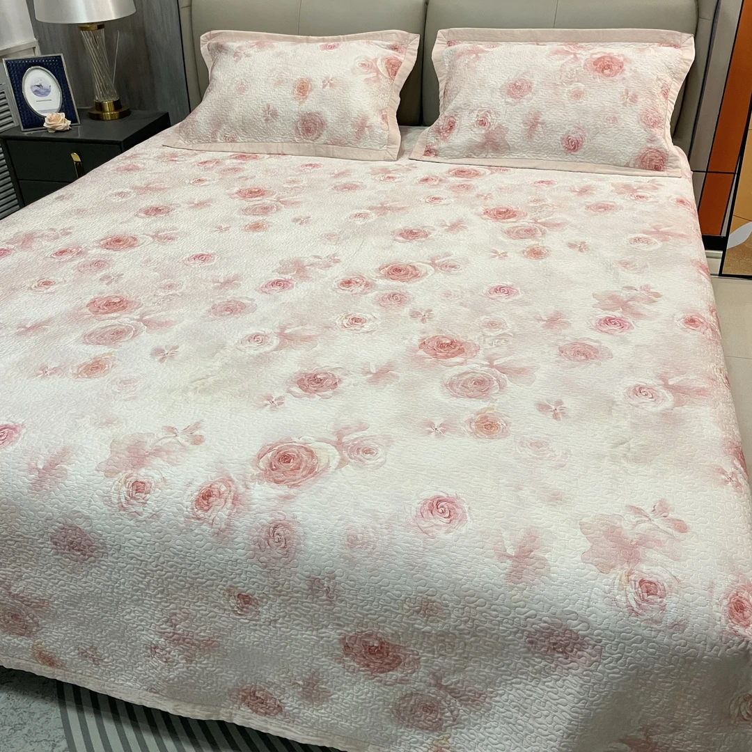 【玫瑰园绗缝】230cm*250cm活性纤维绗缝三件套（赠送同款枕套）