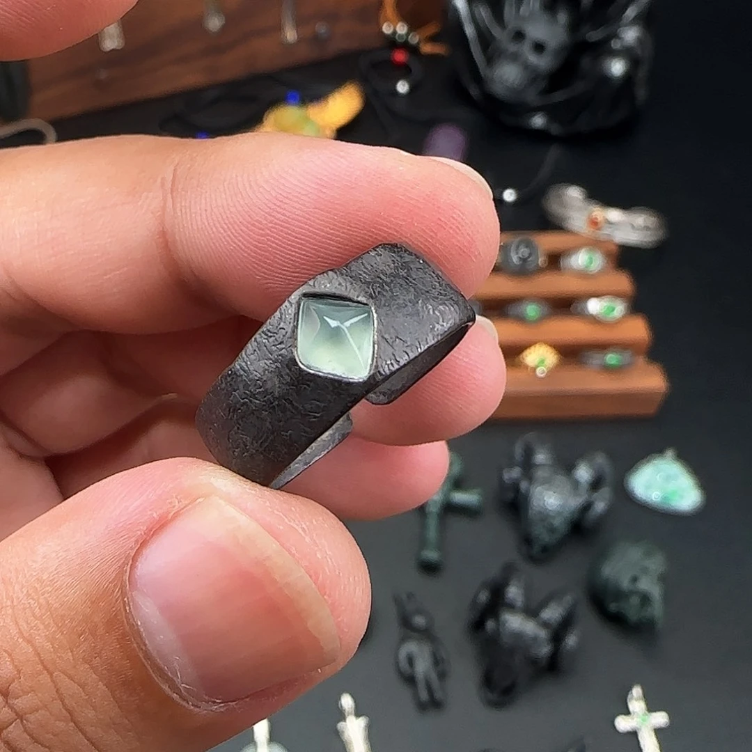 M***J翡翠戒指银S925镶嵌