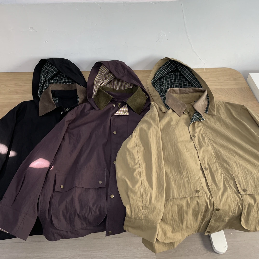 挚爱推荐！巴恩夹克酱紫色灯芯绒翻领风衣外套女高级时尚感夹克921