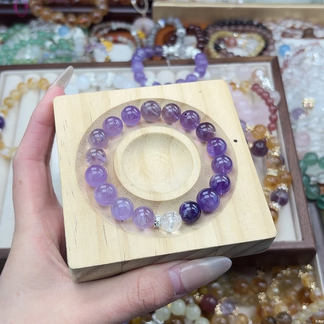 烟晶手链银S925镶嵌好