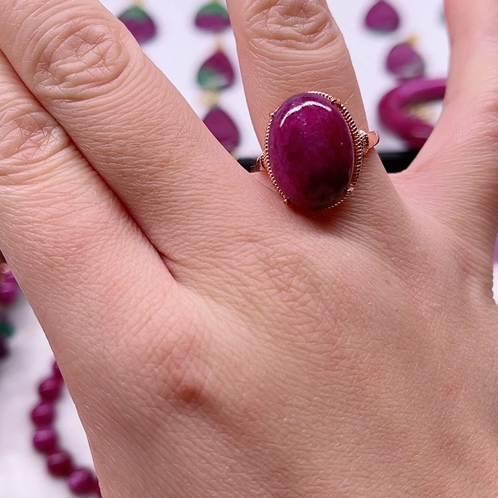 红宝石戒指银S925镶嵌