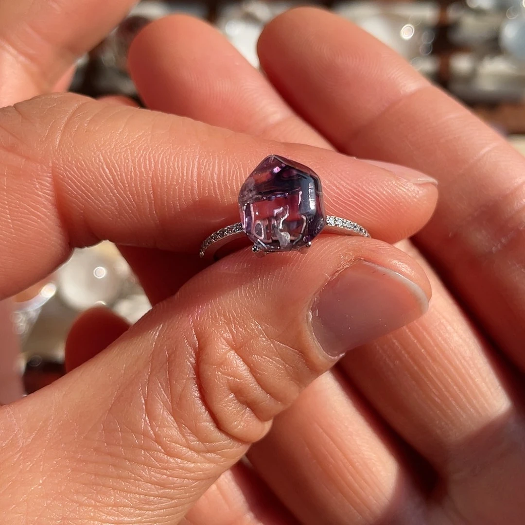 【闪购商品】银S925镶嵌珠宝半成品水晶戒指