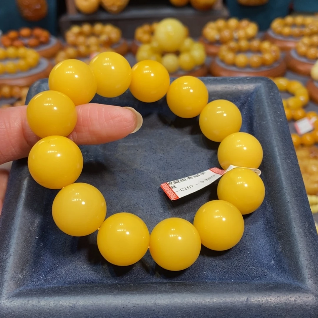 融***工琥珀未镶嵌手链蜜蜡