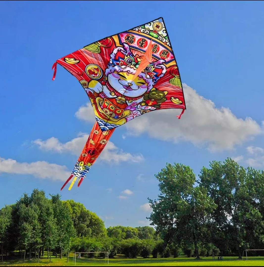 【一夜暴富】 新款招财猫风筝 儿童卡通成人初学者微风好飞易飞