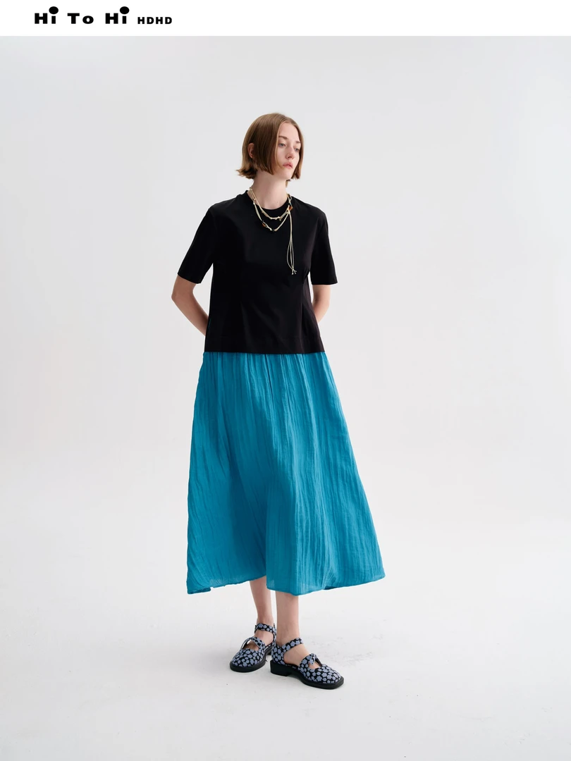 【茉舍】 HI TO HI Hi  夏日蓝冰凉连衣裙  H5509-1198