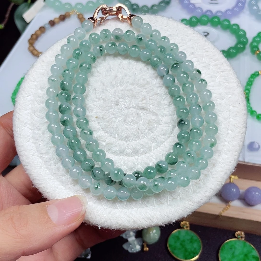 翡翠未镶嵌手链天然缅甸翡翠A货卡6