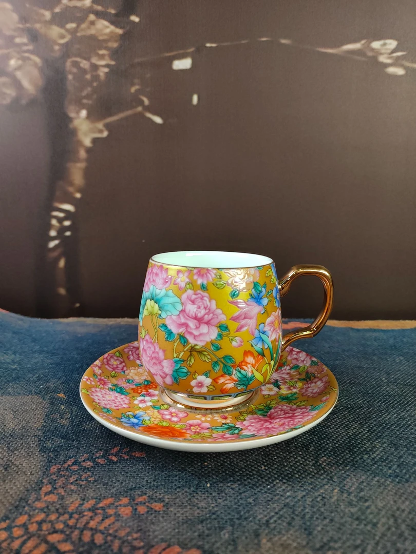 G1496-珐琅彩咖啡杯-黄（无礼盒）JSY