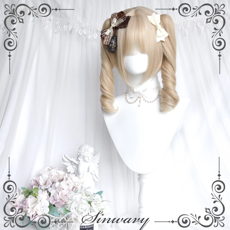 斯万家-洛丽塔DOLL感罗马卷珍珠米双马尾假发-|梨涡少女|