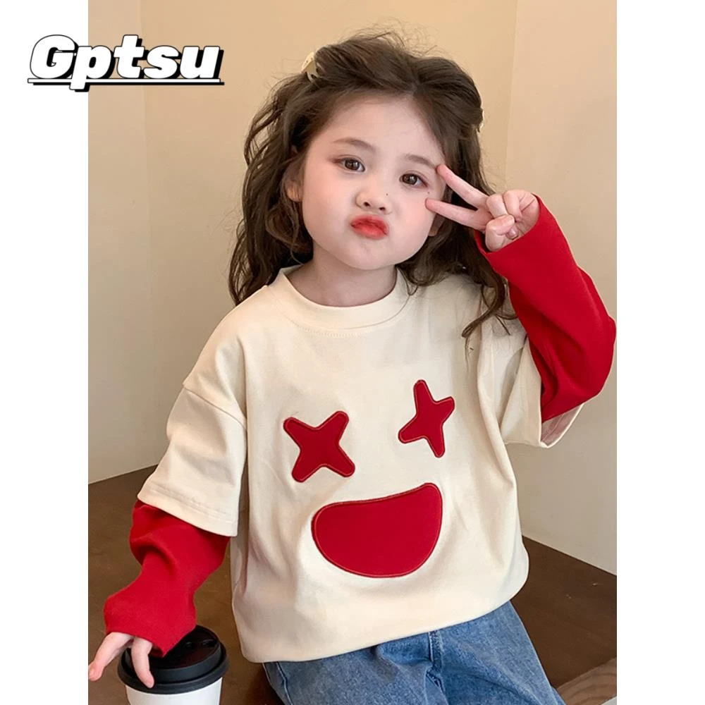 GPTSu女孩运动衫2025年秋季和秋季新款童装风格秋季女婴时尚秋季
