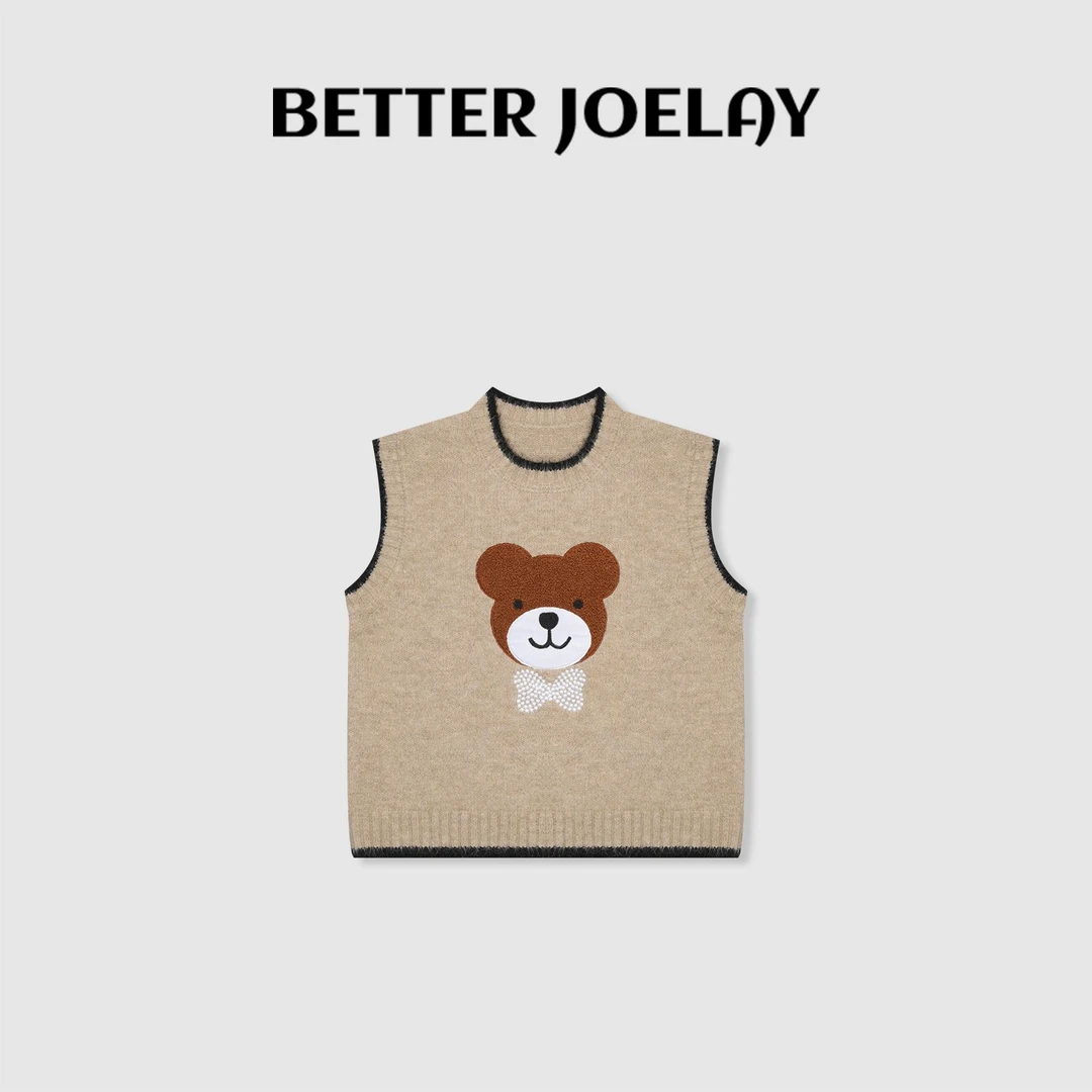 BETTER JOELAY-【奶咖小熊】羊毛时尚马甲气质百搭慵懒韩版LL6252