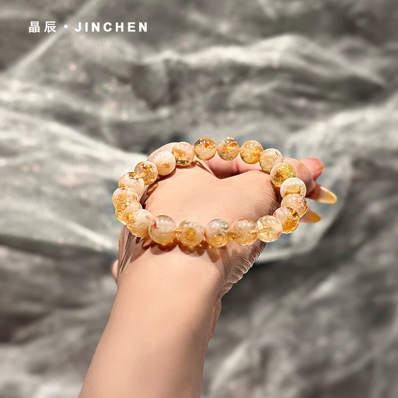【蜂蜜奶盖】天然黄水晶手链正品巴西黄色水晶招财转运黄塔晶手串