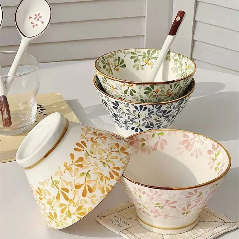 日式陶瓷斗笠碗家用釉下彩2025新款高颜值米饭碗个人专用吃饭碗LQ