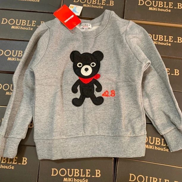 Miki 冬季款加绒黑熊灰色圆领帽