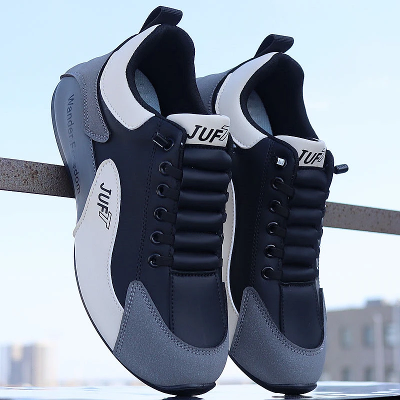 冬季一脚蹬男士皮面休闲鞋百搭运动鞋轻便驾车鞋软底男鞋耐磨防滑