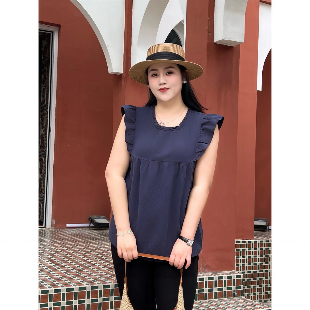 椰奶泡芙 / 松弛感飞袖小衫4292花契大码200斤胖mm夏季休闲时尚