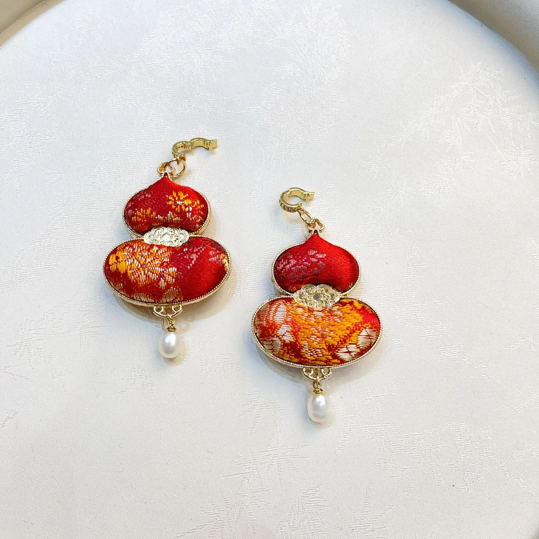 天然淡水珍珠非遗宋锦福禄葫芦万能扣吊坠国风古风项链颈饰挂件