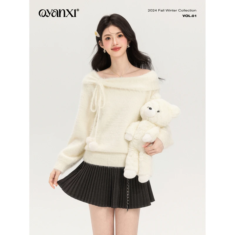 【欧阳喜OYANXI】绒绒奶芙&冬季设计感纯色百搭显瘦毛衣AQ241M484