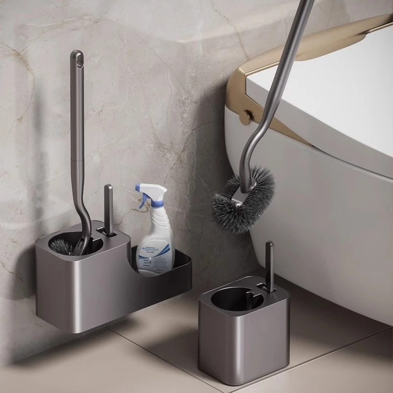 马桶刷家用长手柄免打孔枪灰色厕所刷子卫生间清洁套装洗马桶神器