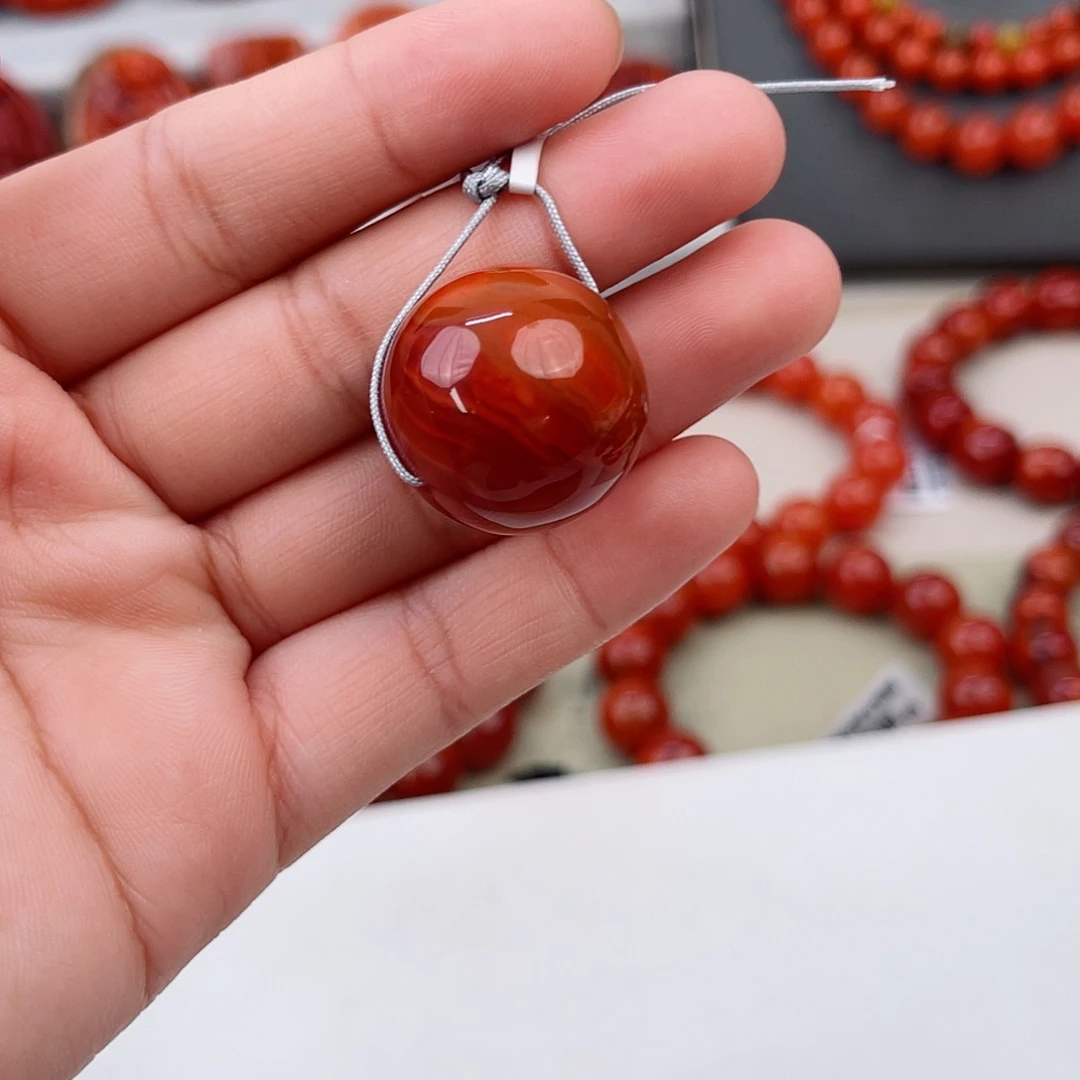 手串未镶嵌南红玛瑙瓦西牛血红单珠22mm