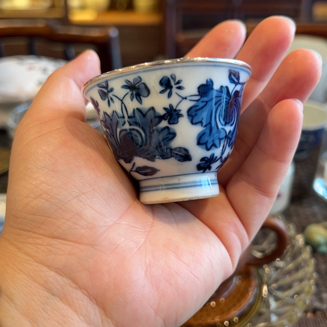 ****2个包口青花杯一对