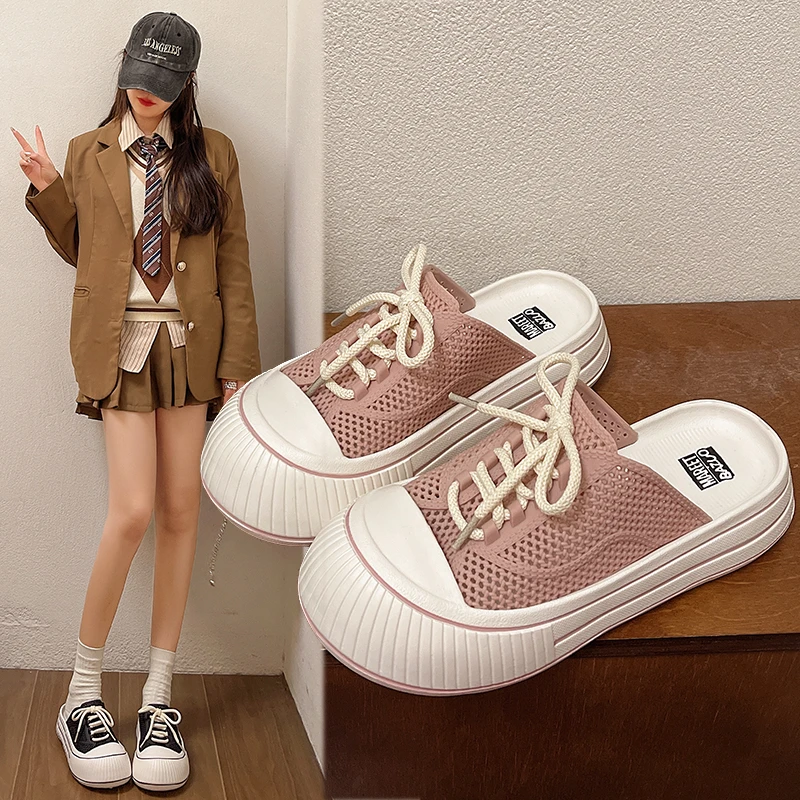 新款外穿凉鞋女士夏季网红百搭厚底镂空透气包头防滑网面凉拖鞋