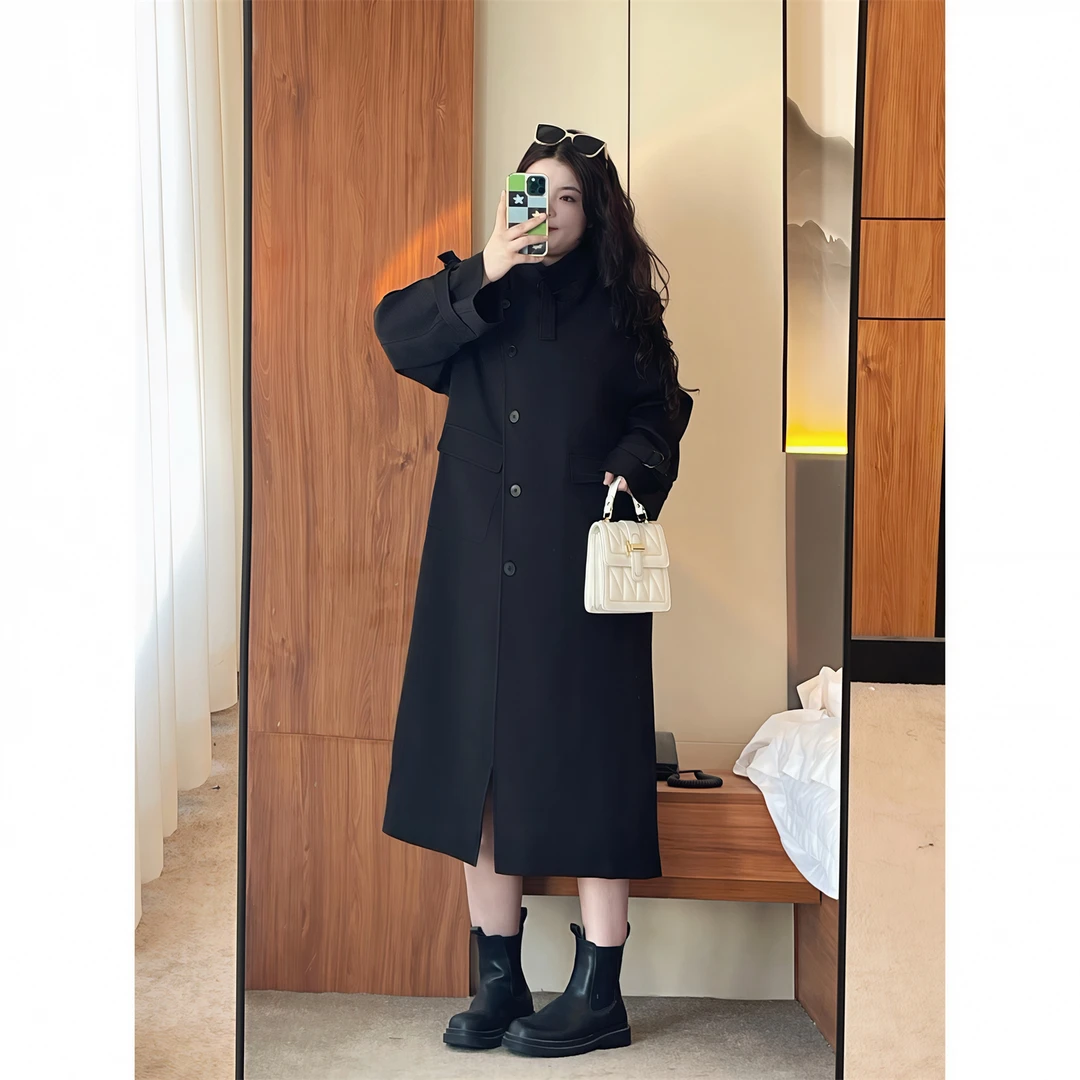 花契"巴黎暮色"大码女装秋季潮流200斤胖mm英伦乐丽丝风衣15461-Y