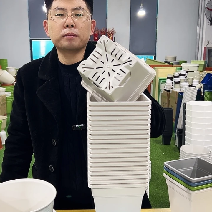 正品方盆口16高18白色5只带托