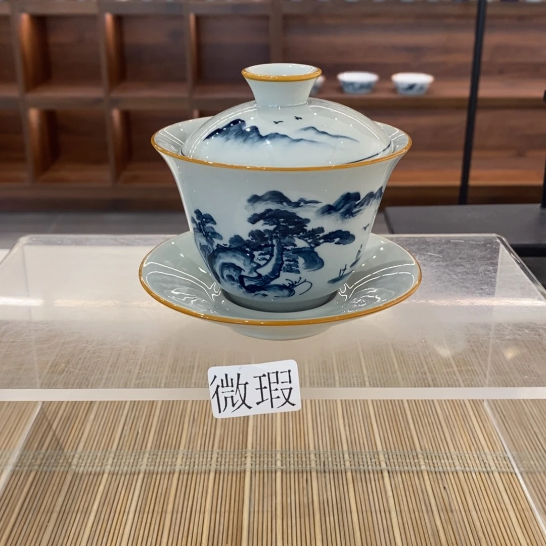 釉下彩老陶泥手工绘制