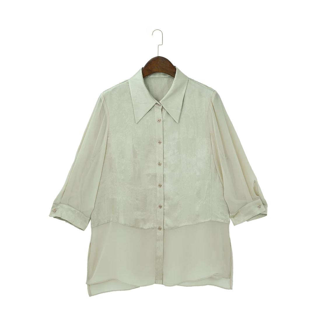 桑蚕丝气质女士上衣时尚女装春季轻奢高端真丝衬衫百搭K24FC202