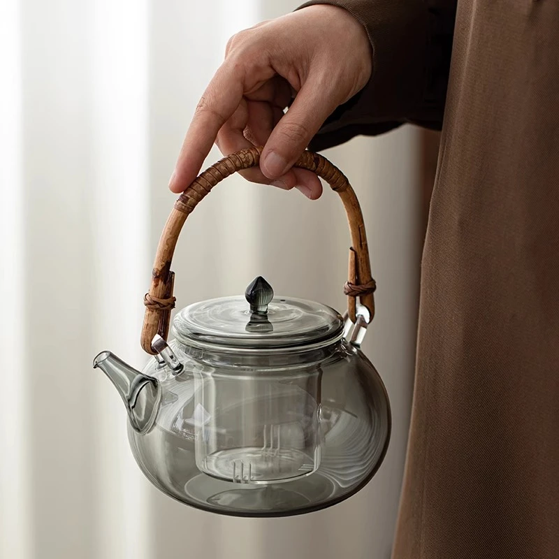 家用原创设计玻璃提梁手工耐煮茶壶玻璃泡茶壶茶器高颜值烧水壶女