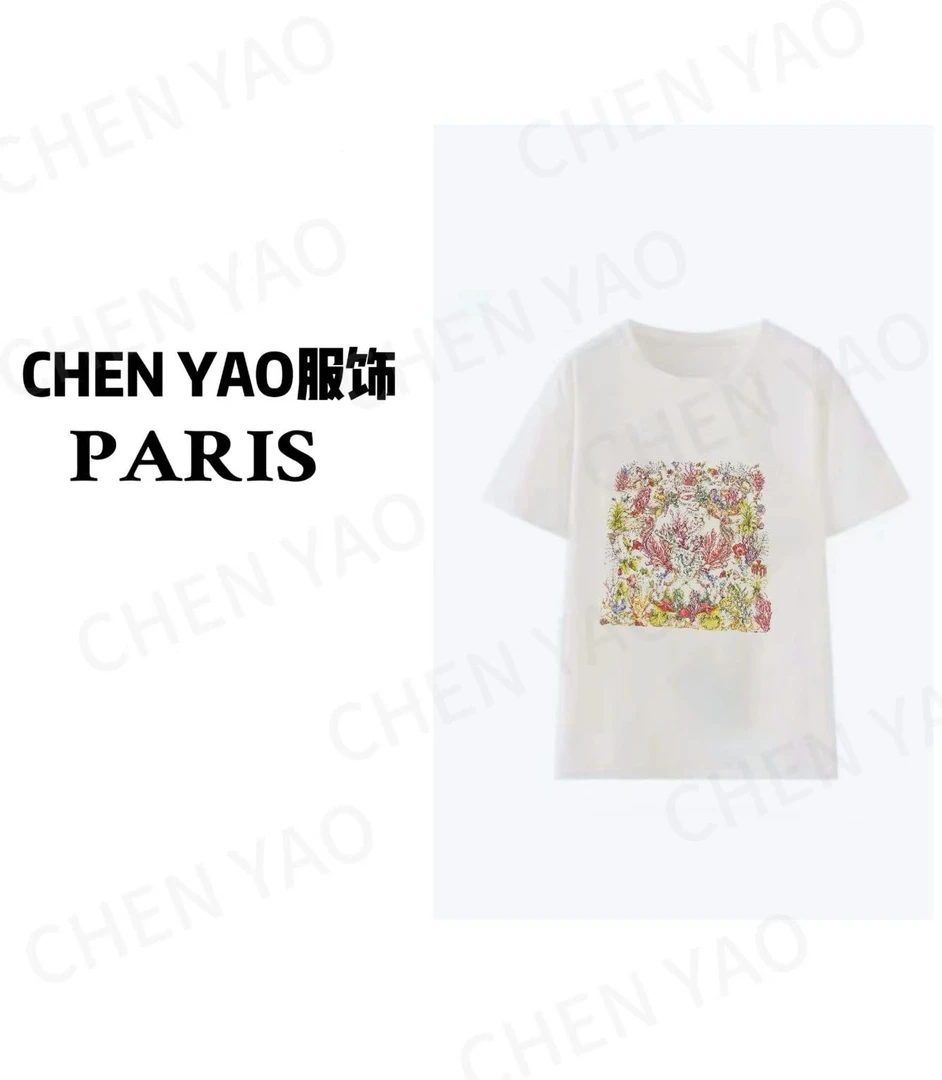 【秘密森林】轻奢时尚百搭 重工3D立体毛巾刺绣夏季设计短袖