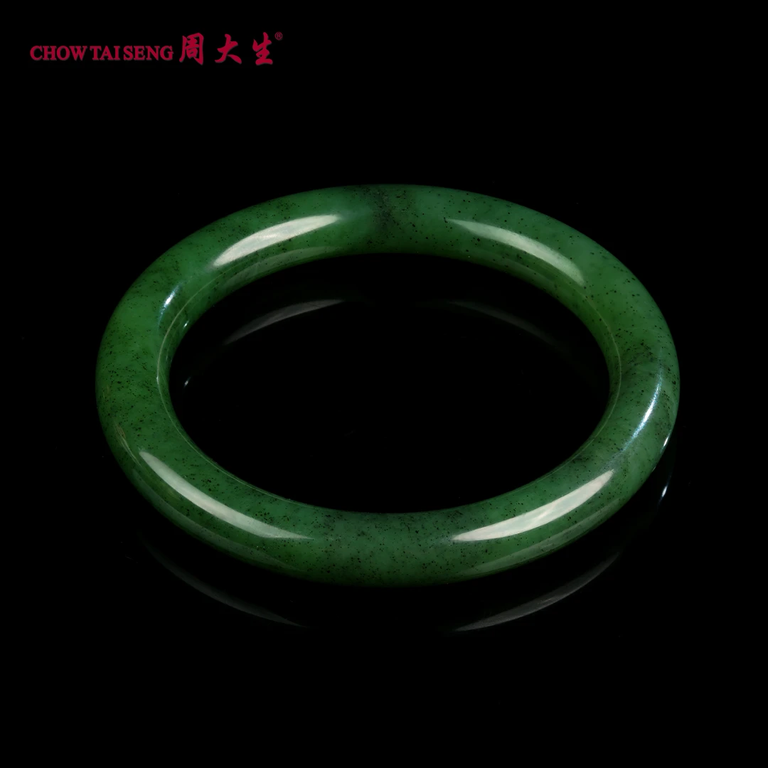 周大生 【点酥】天然碧玉和田玉手镯子猕猴桃圆条多样性发货Z0SZ022