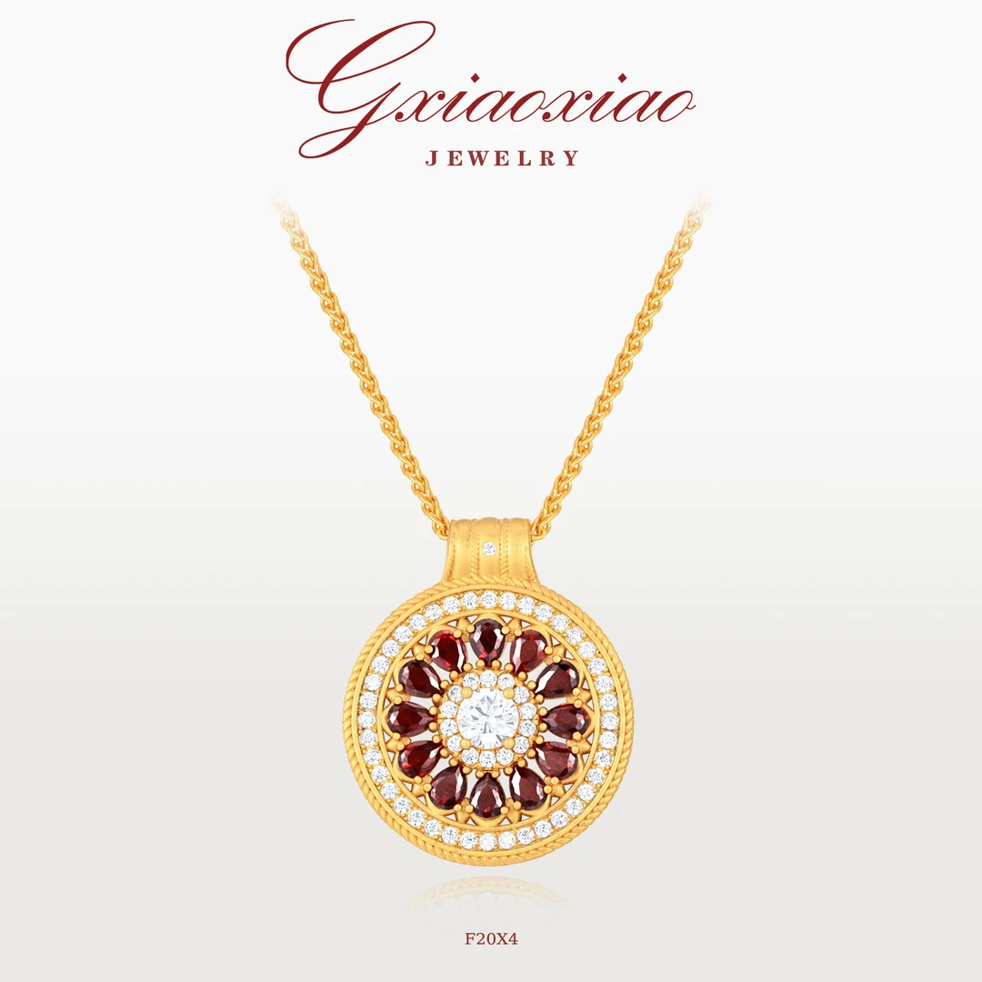 G XIAOXIAO 铜合金项链 高级感气质经典玫瑰花窗项链 F20X4