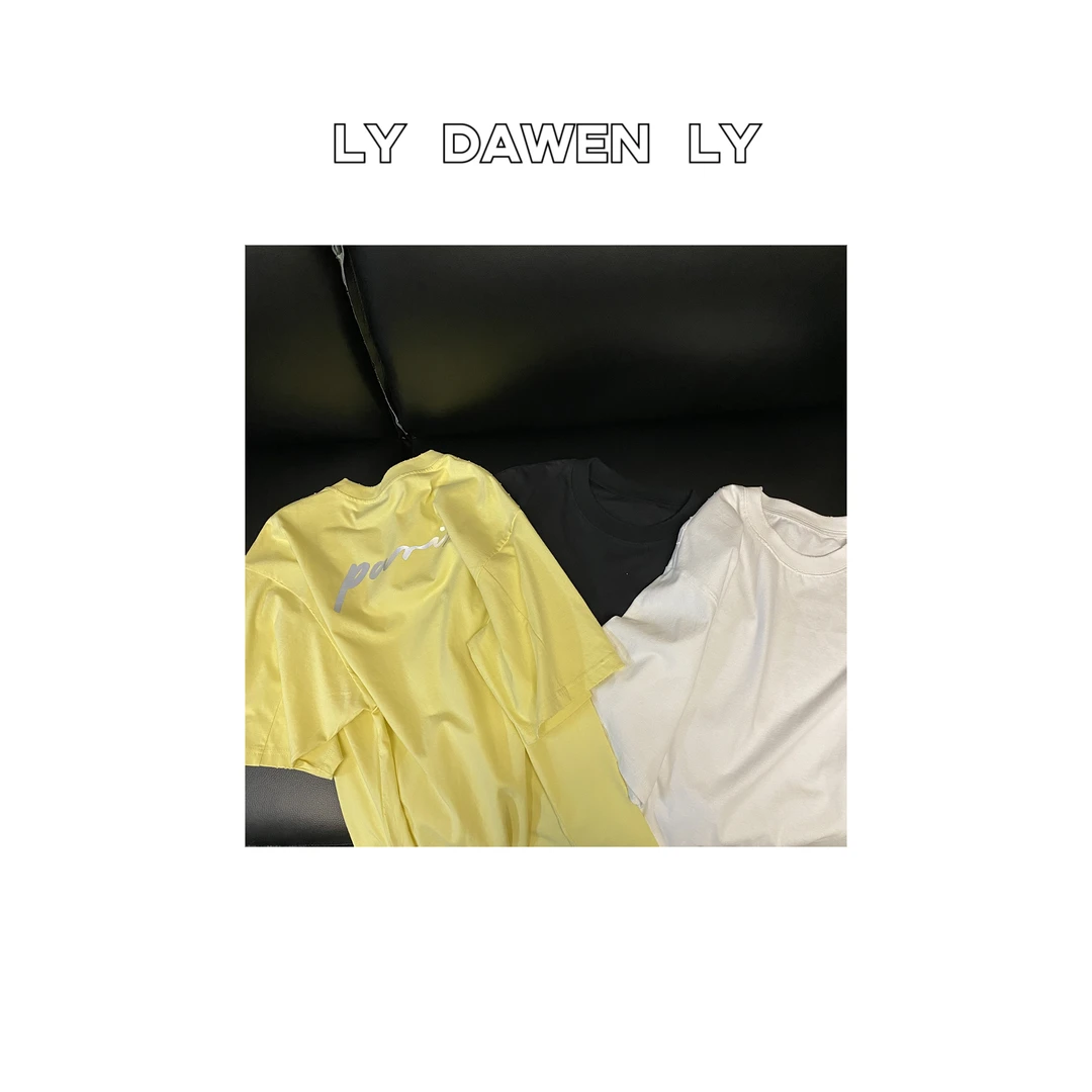 DAWEN  | 100棉工艺款后背印花磨破字母宽松T恤 M8#