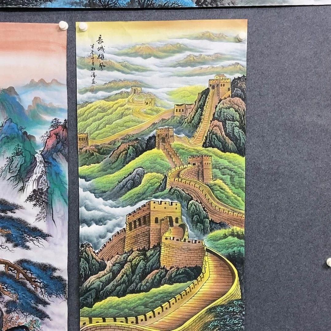 国画四尺长城一副
