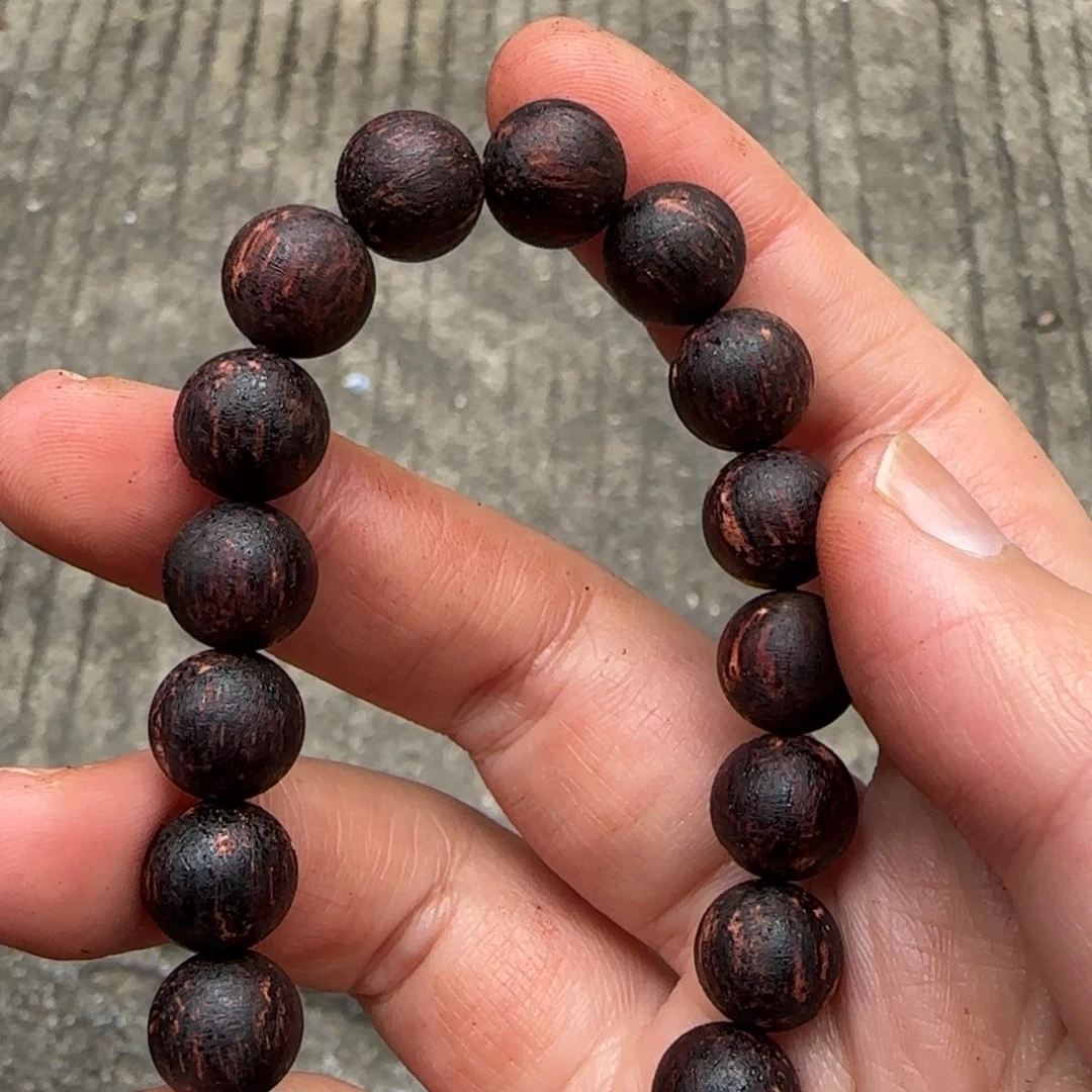 降真香手串/手链1.0x19土埋紫红油爆金丝