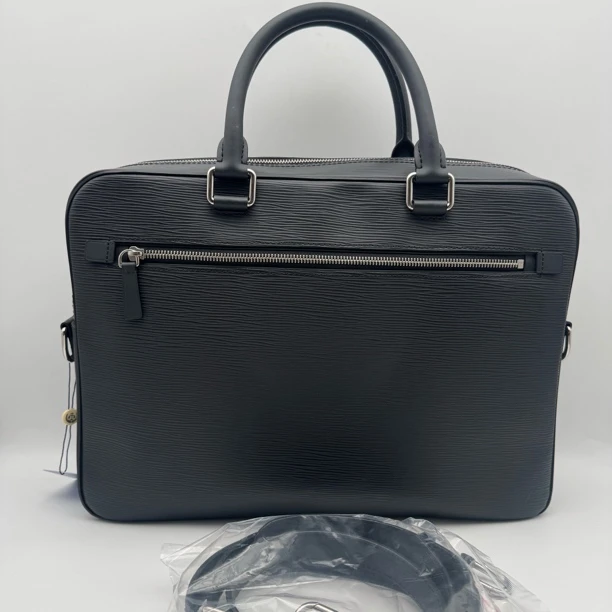 99新 LouisVuitton/路易威登 黑色水波纹全皮手提公文包/男士2913