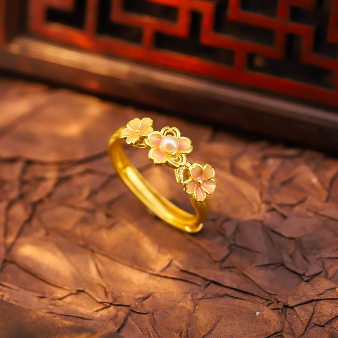 【敏敏专享】足金999投资金 樱花送老婆送女友戒指 HJJ242