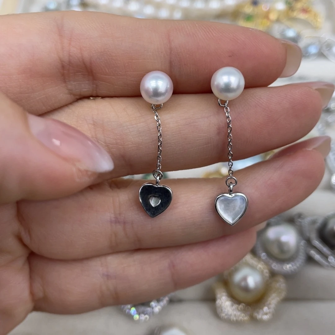 银S925镶嵌海水珍珠耳饰