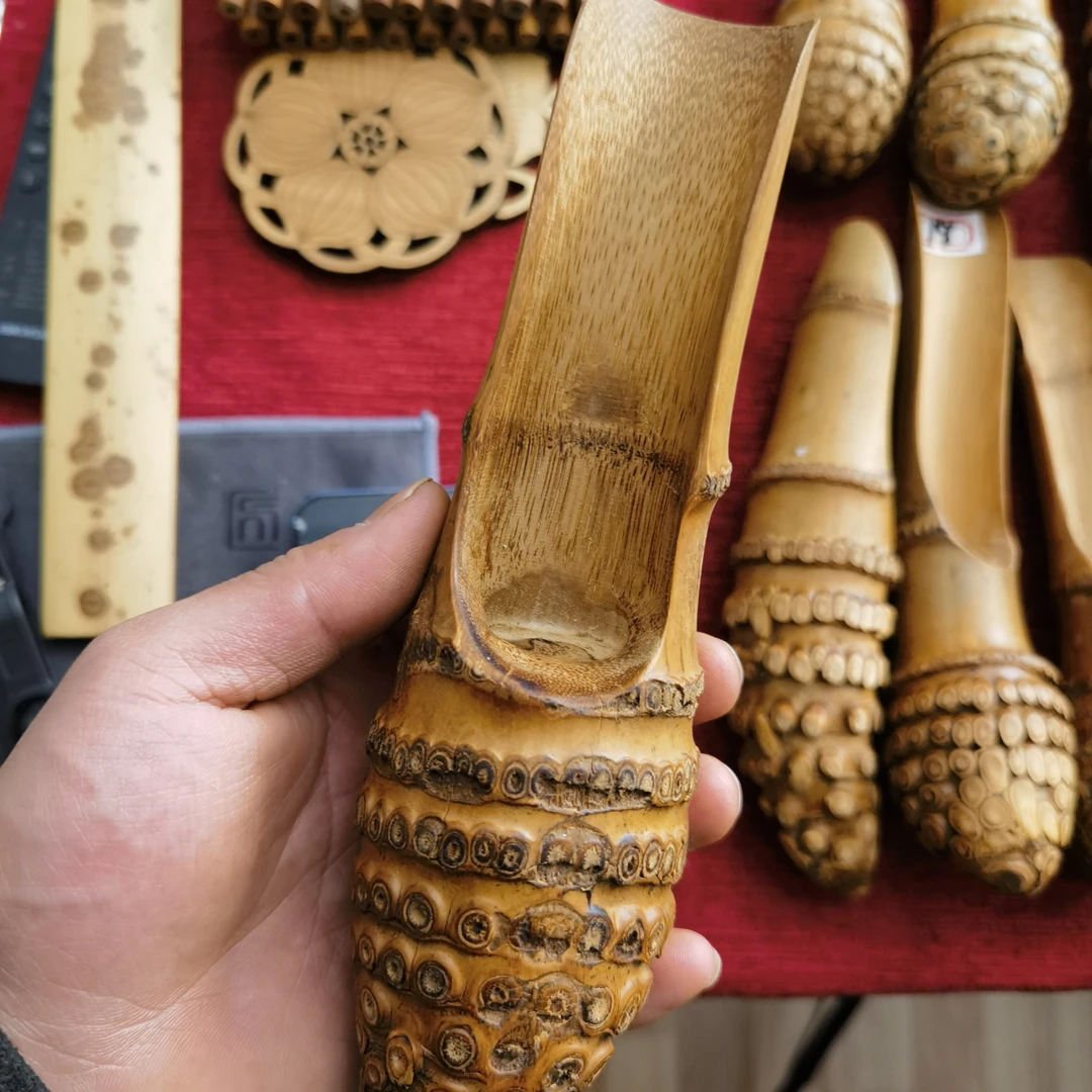 当代 竹根茶勺茶荷茶则手工打磨功夫茶具实用茶道配件