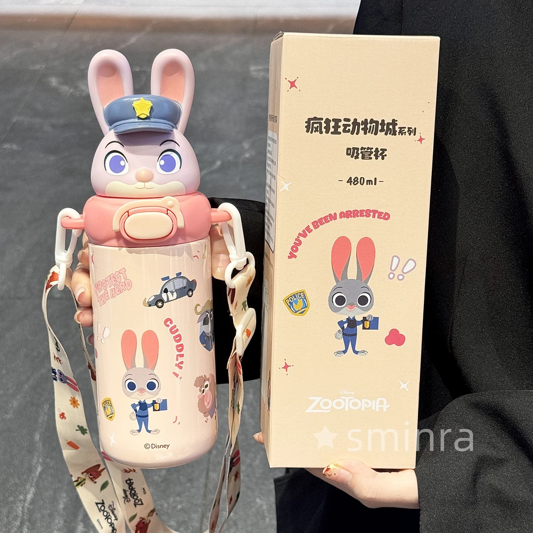 疯狂动物城联名保温杯朱迪尼克水杯儿童水杯学生上学可爱吸管杯子