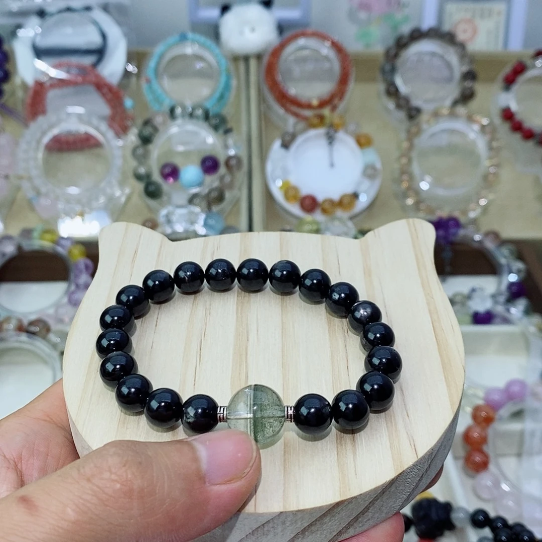 手链银S925镶嵌水晶金运石手串