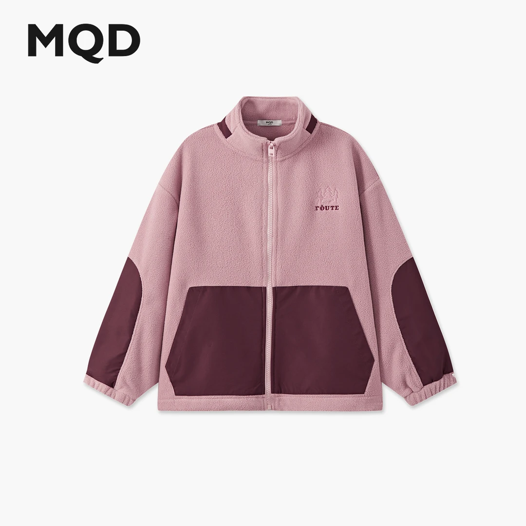 【摇粒绒】MQD男女童25冬新款街潮撞色亲肤保暖立领外套9654W0807