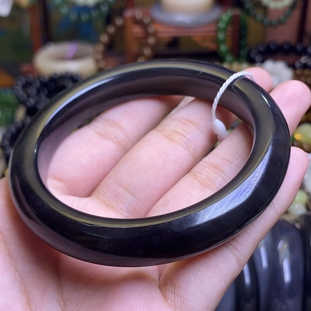 和田玉未镶嵌颈饰浓烟紫帝王紫手镯59